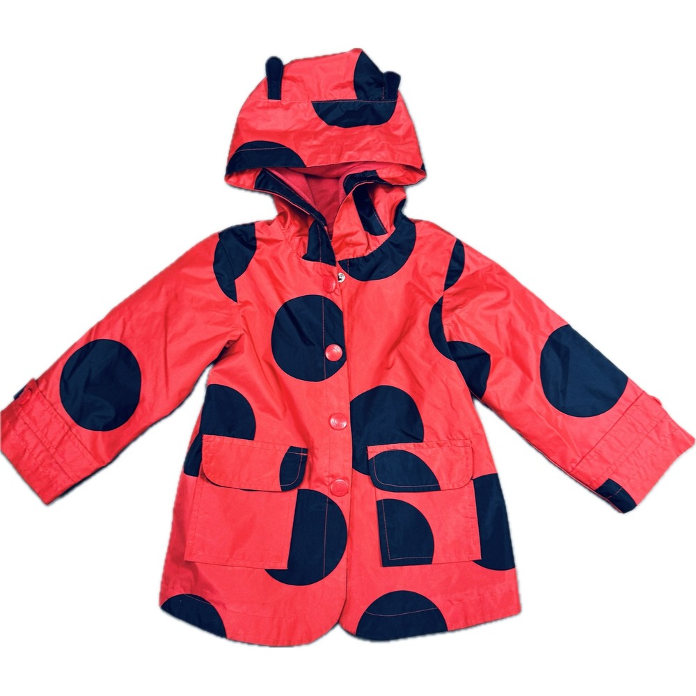 Carter's Rain Jacket Toddler 2T Red Polka Dot Ladybug Hooded Pockets